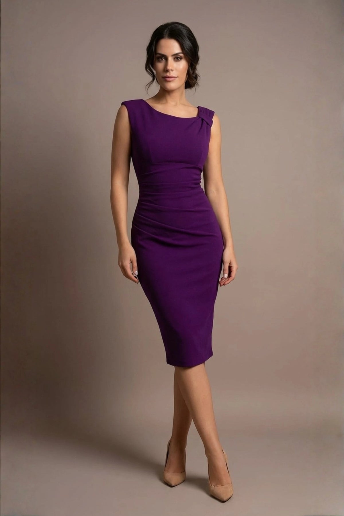 Roseberry Sleeveless Marvel Stretch Dress in Deep Purple – Diva Catwalk, image 9