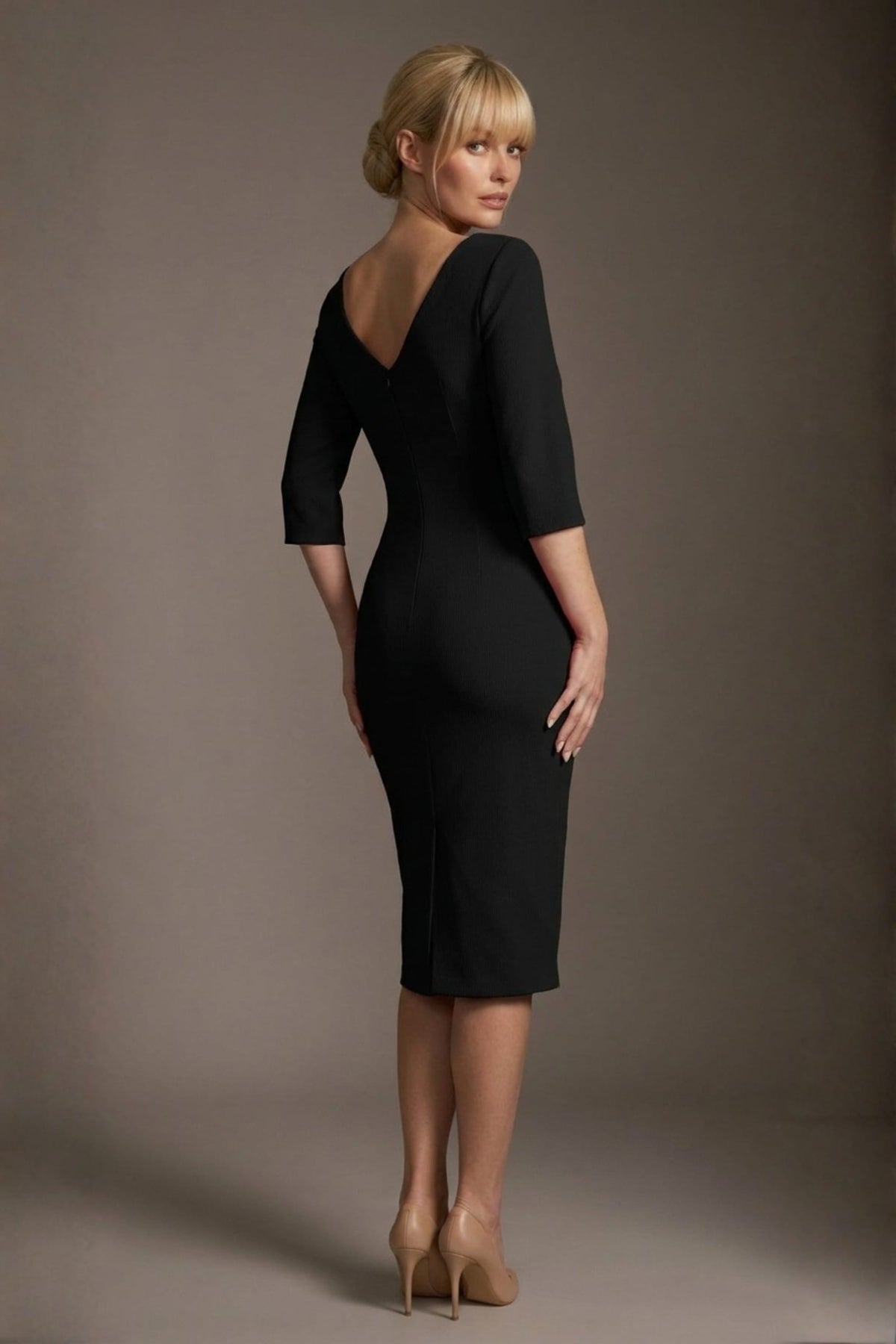 Lorelai Pleated 3/4 Sleeve Pencil Dress – Diva Catwalk, image 15