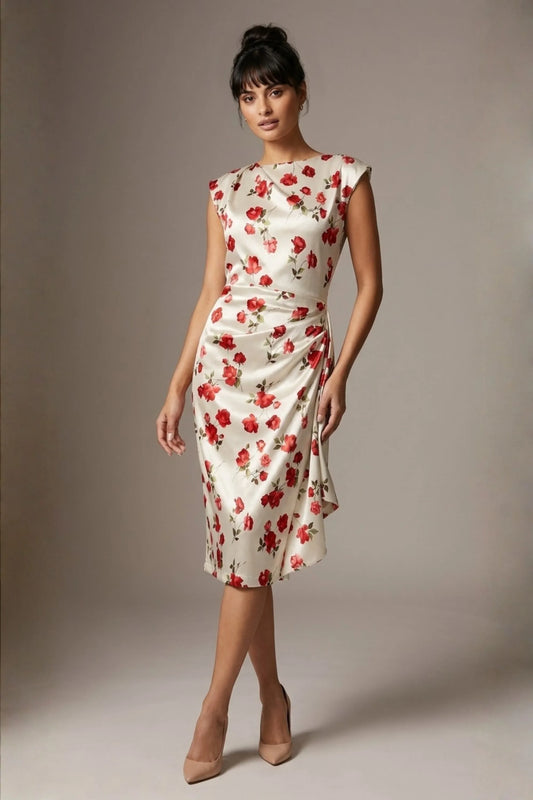 Thame Asymmetric Satin Cascade Dress