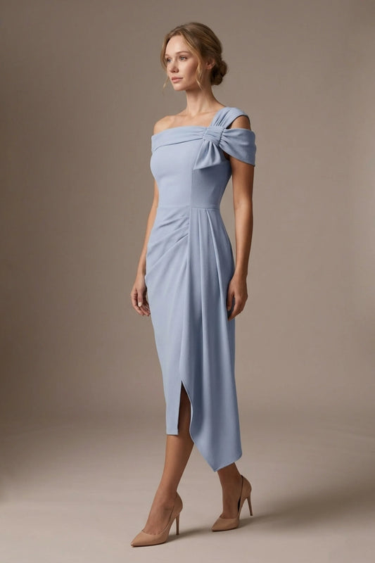 Olina Sculptural Off-The-Shoulder Drape Dress