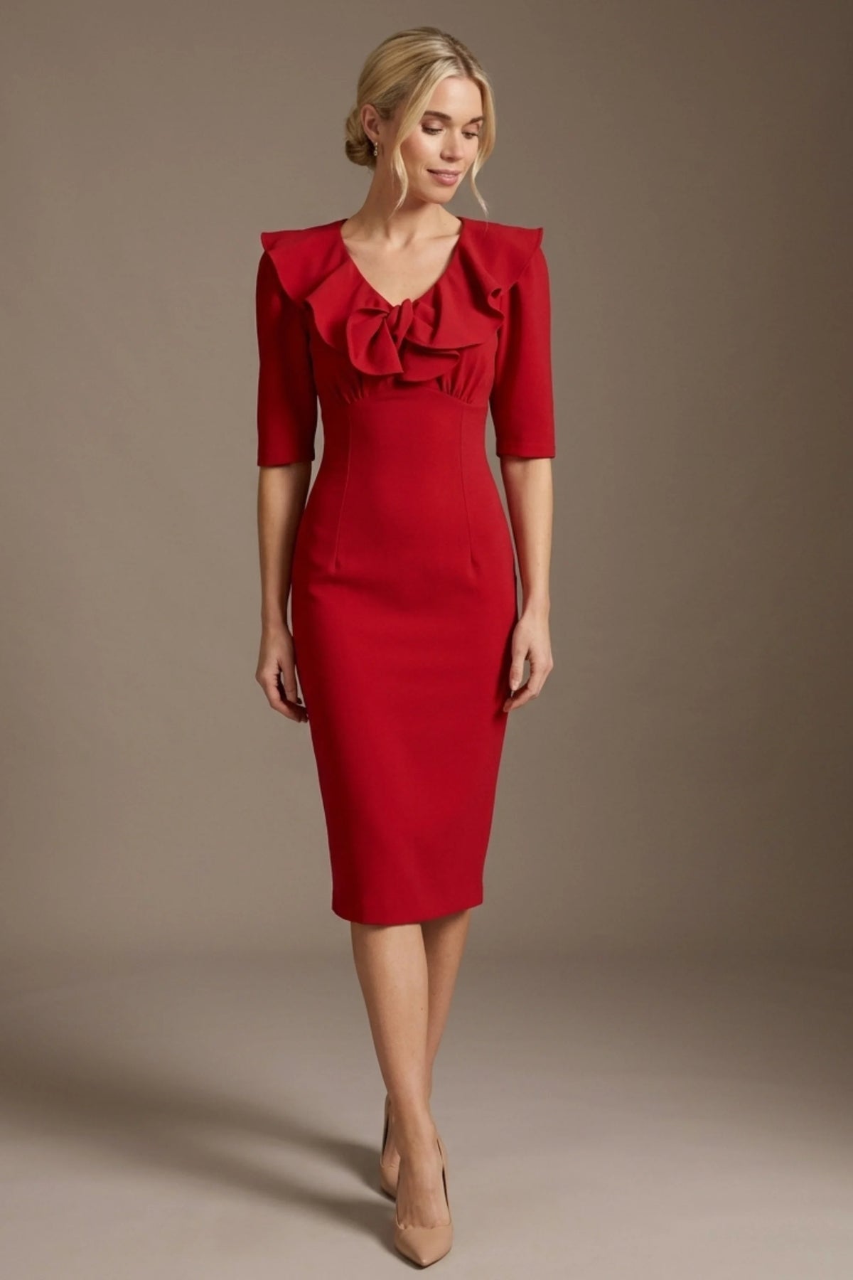 Caister Statement Frill Tie Pencil Dress