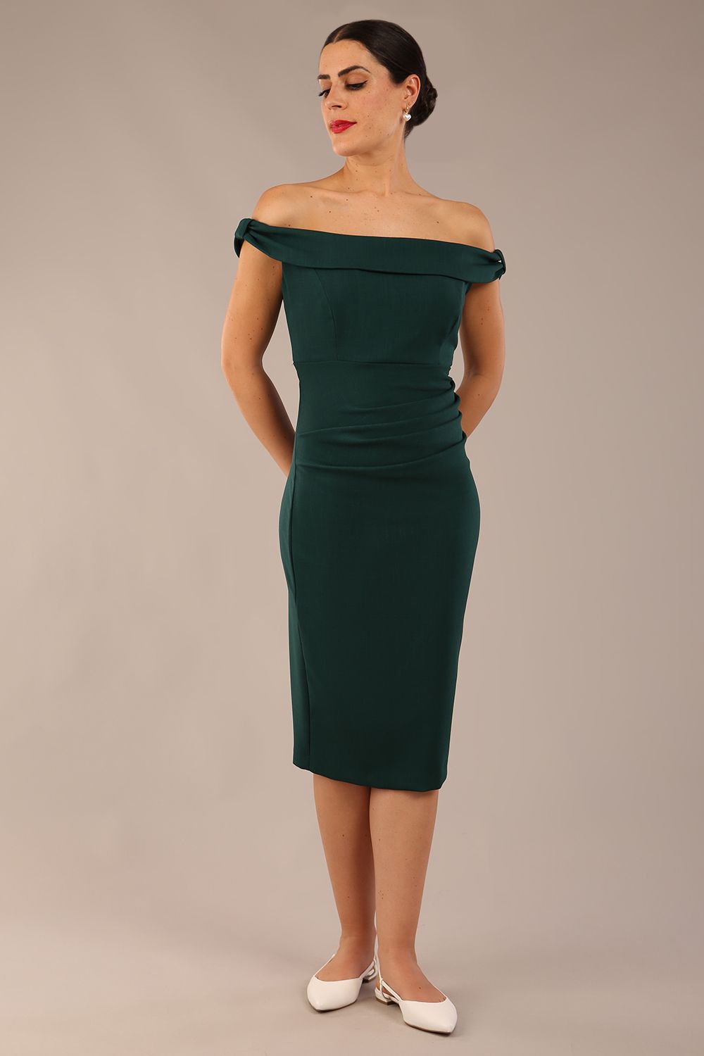 Cloud Off Shoulder Pencil Dress
