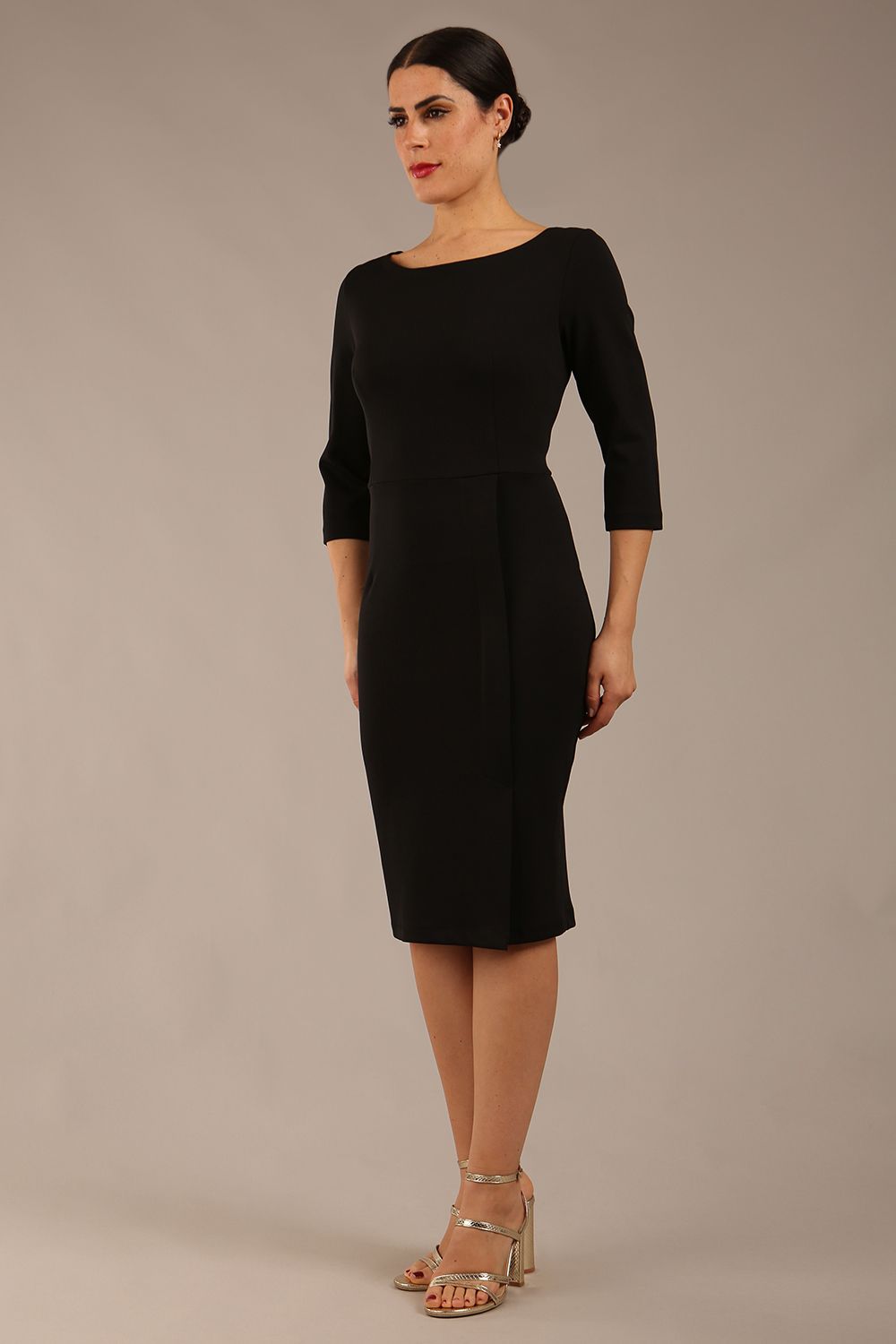 Kinga 3/4 Sleeved Pencil Dress in Black – Diva Catwalk, image 15