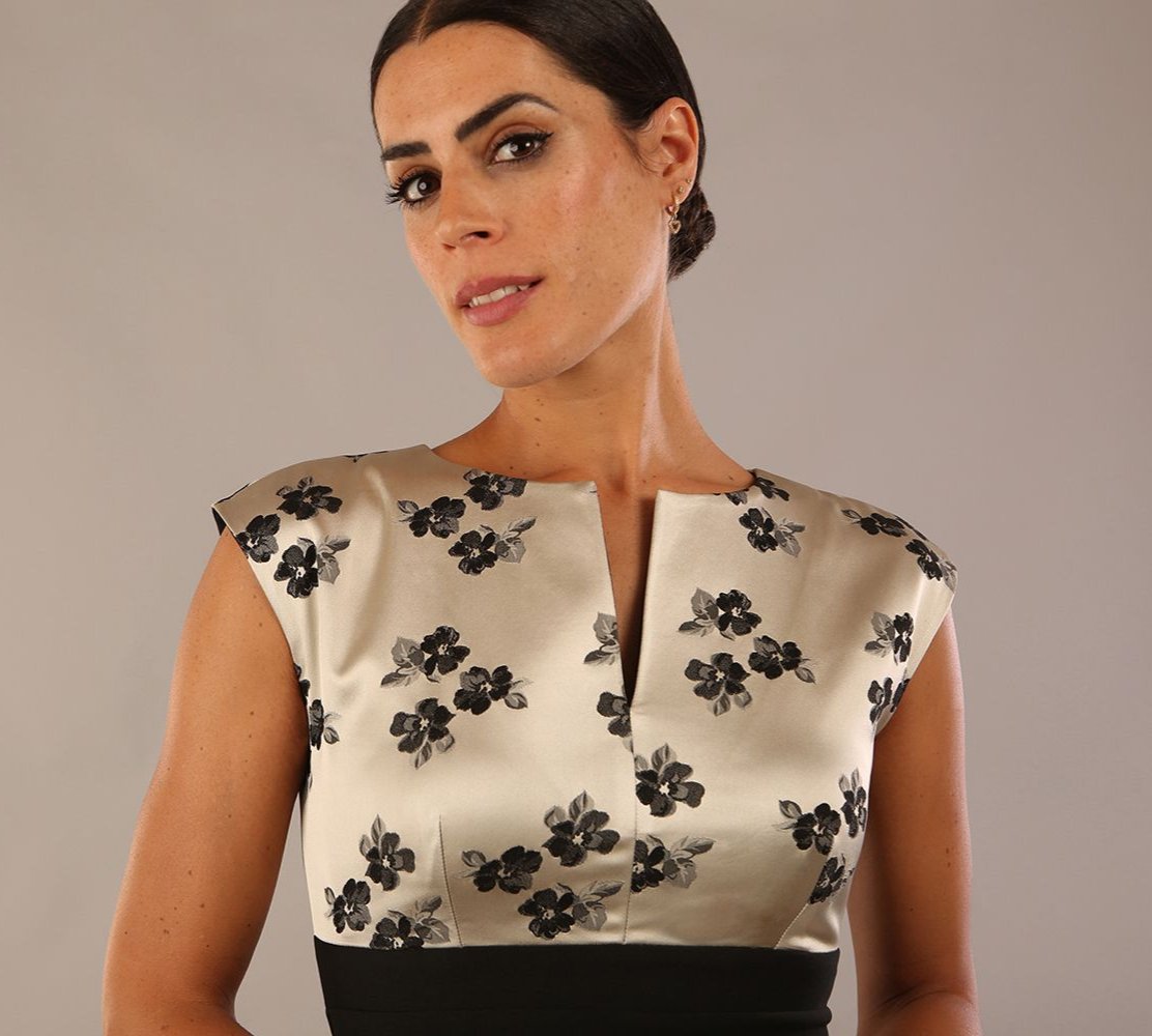 Nadia Floral Jacquard Satin Dress – Diva Catwalk, image 9