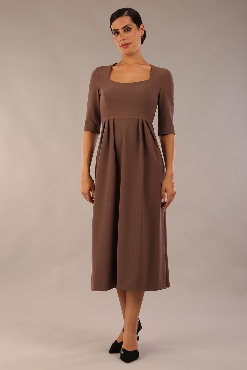 Padstow Midi A-line Dress in Peppercorn Brown – Diva Catwalk, image 15