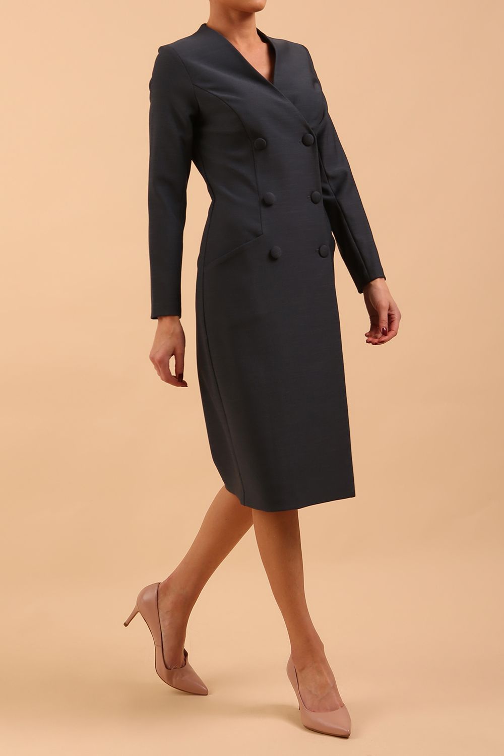 Seed Silverstone Long Sleeve Coat Dress in Slate Grey – Diva Catwalk, image 7