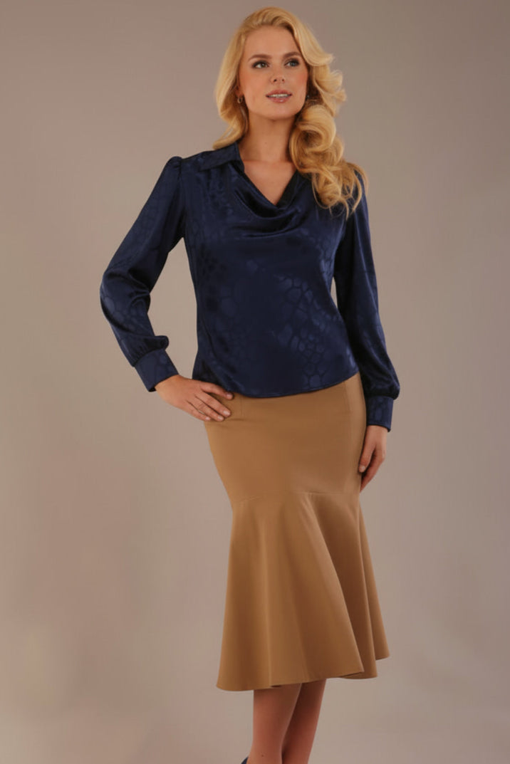 Shropshire Satin Pebble Top in Navy Blue – Diva Catwalk, image 7
