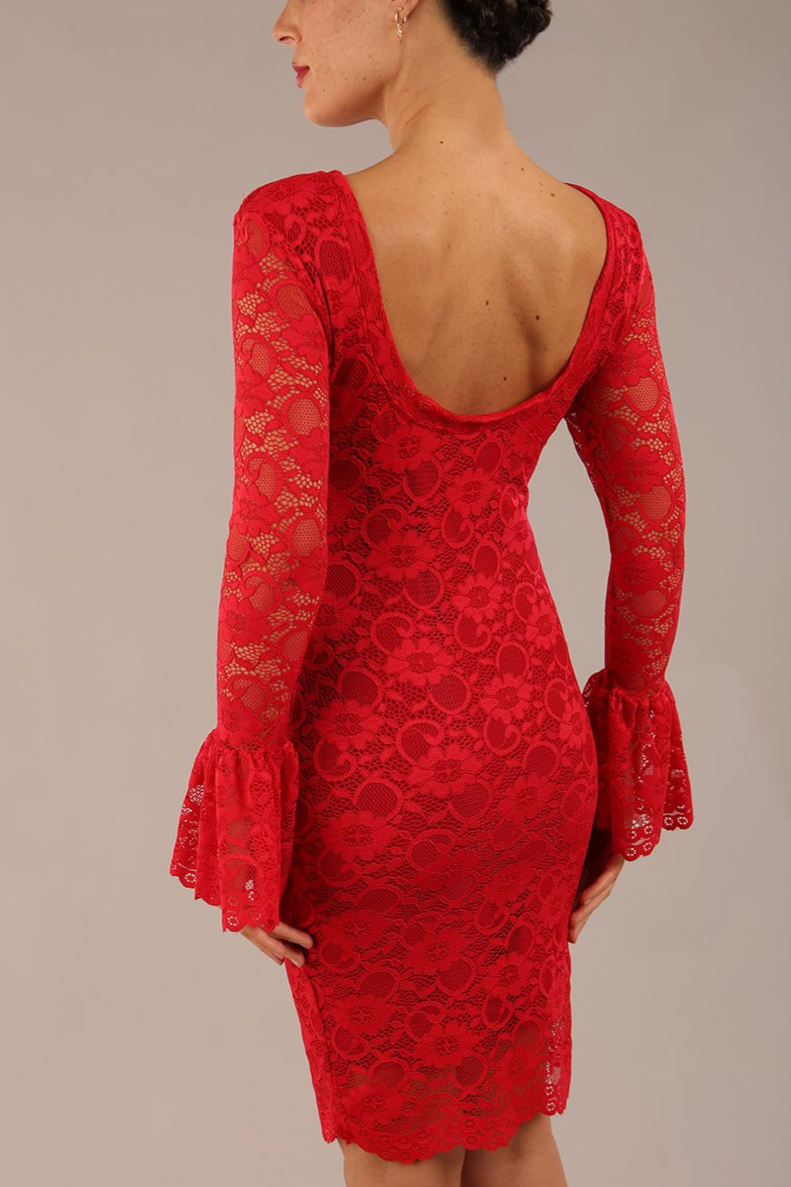 Tatiana fluted sleeved lace dress – Diva Catwalk, image 7