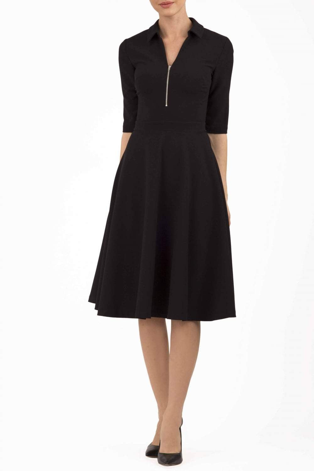 Annette A-line Dress in Black – Diva Catwalk, image 5