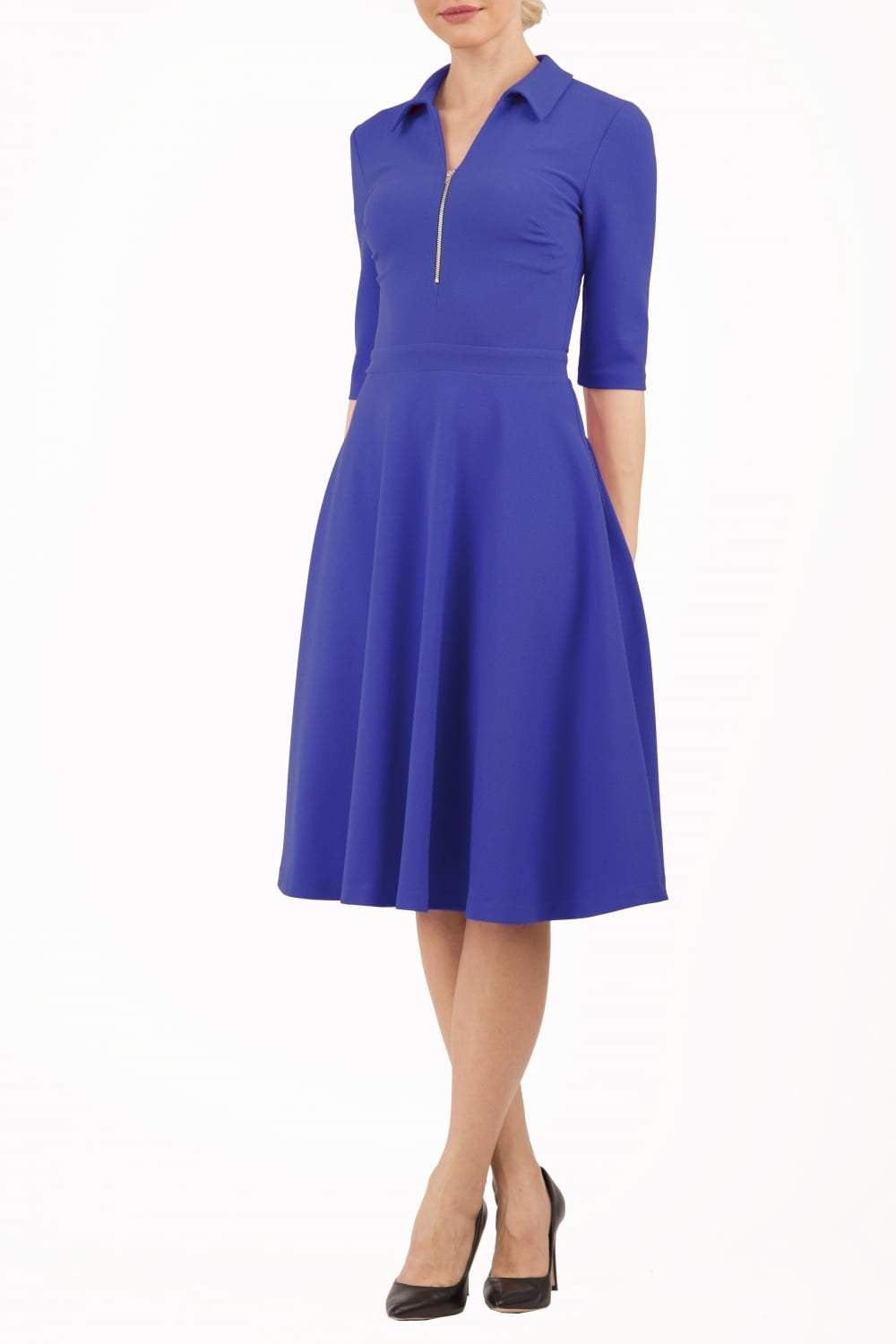 Annette A-line Dress in Riviera Blue – Diva Catwalk, image 4