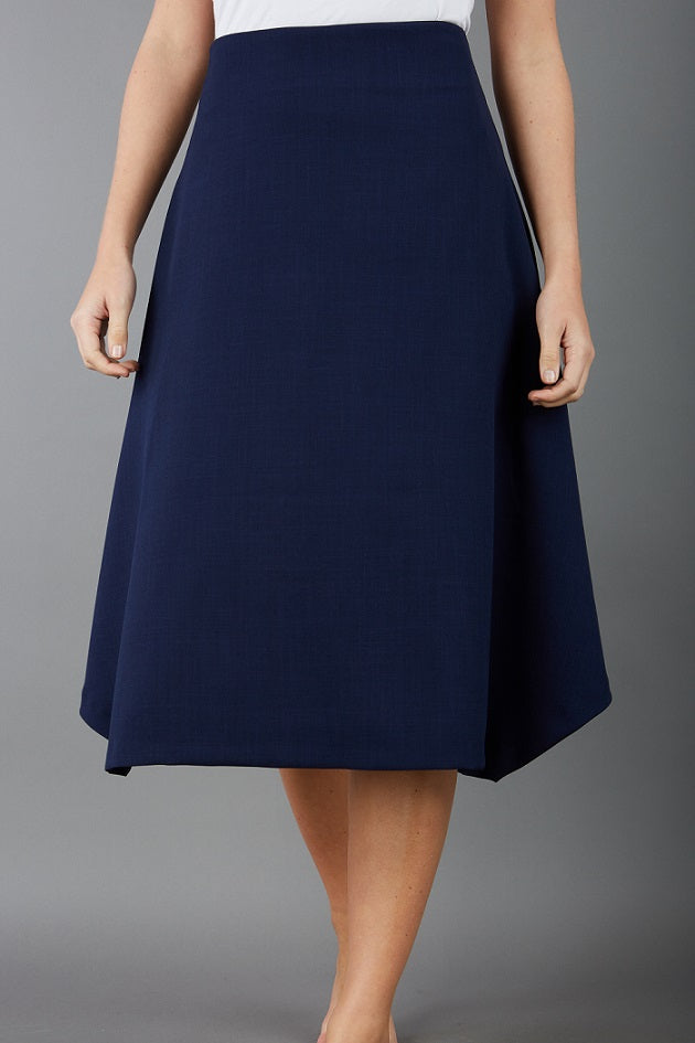Highfield Asymmetric A-line Midi Skirt in Navy Blue – Diva Catwalk, image 7