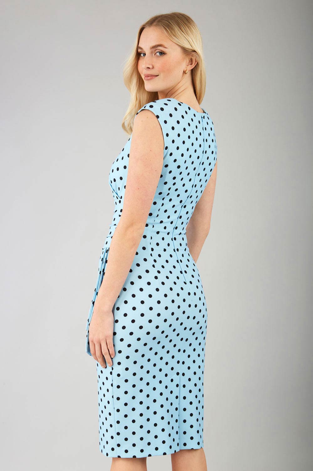 Perry Polka Dot Print Sleeveless Pencil Dress – Diva Catwalk, image 9
