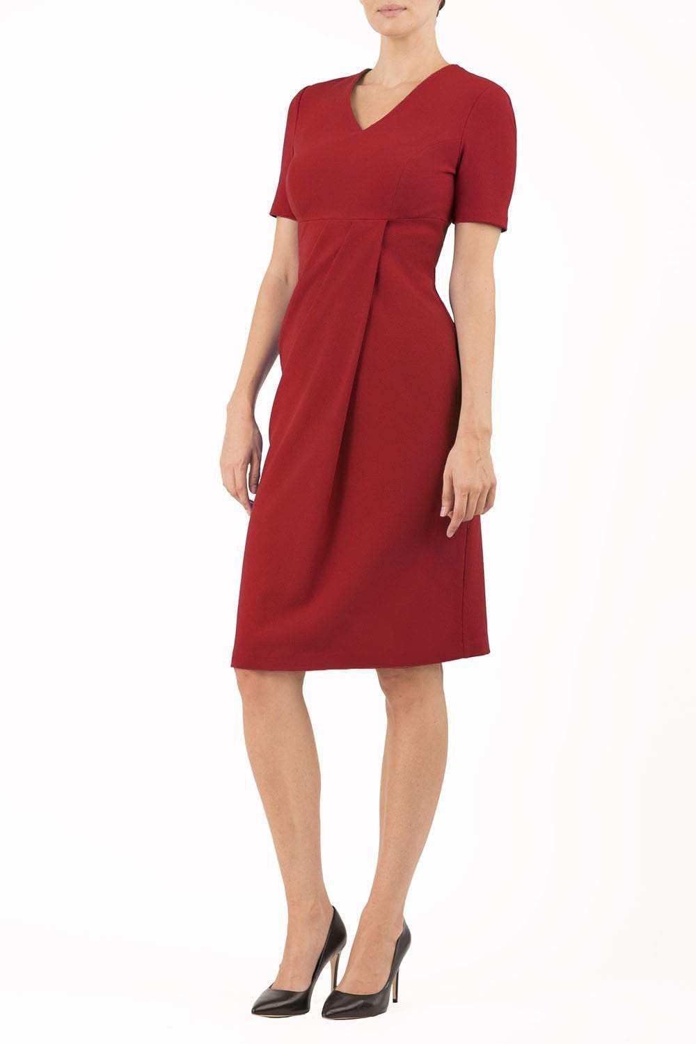 Tregony Short Sleeve V Neck Pencil Dress in Passion Red – Diva Catwalk, image 9