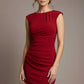 Woman wearing a red dress against a plain background (Merlot Red)