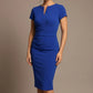 Donna Short Sleeved Pencil Dress in Cobalt Blue – detail