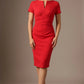 Donna Short Sleeved Pencil Dress in Electric Red – detail
