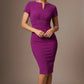Donna Short Sleeved Pencil Dress in Royal Purple – back view