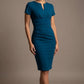 Donna Short Sleeved Pencil Dress in Glorious Teal – detail