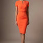 Donna Short Sleeved Pencil Dress in Hot Coral – detail