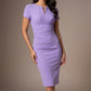 Donna Short Sleeved Pencil Dress in Lilac Wisteria – detail
