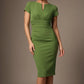 Donna Short Sleeved Pencil Dress in Vineyard Green – detail