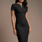 Donna Short Sleeved Pencil Dress in Black – detail
