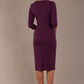 model is wearing the Diva Catwalk Ubrique pencil dress with Long sleeves and keyhole detail in Imperial Purple fabric colour back (Imperial Purple)