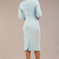 model wearing diva catwalk ubrique pencil dress with a keyhole detail and sleeves in sky blue colour back (Sky Blue)