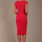 model wearing diva catwalk lydia sleeveless pencil flattering fitted plain dress with split neckline and pleating across the body virtual pink (Virtual Pink)