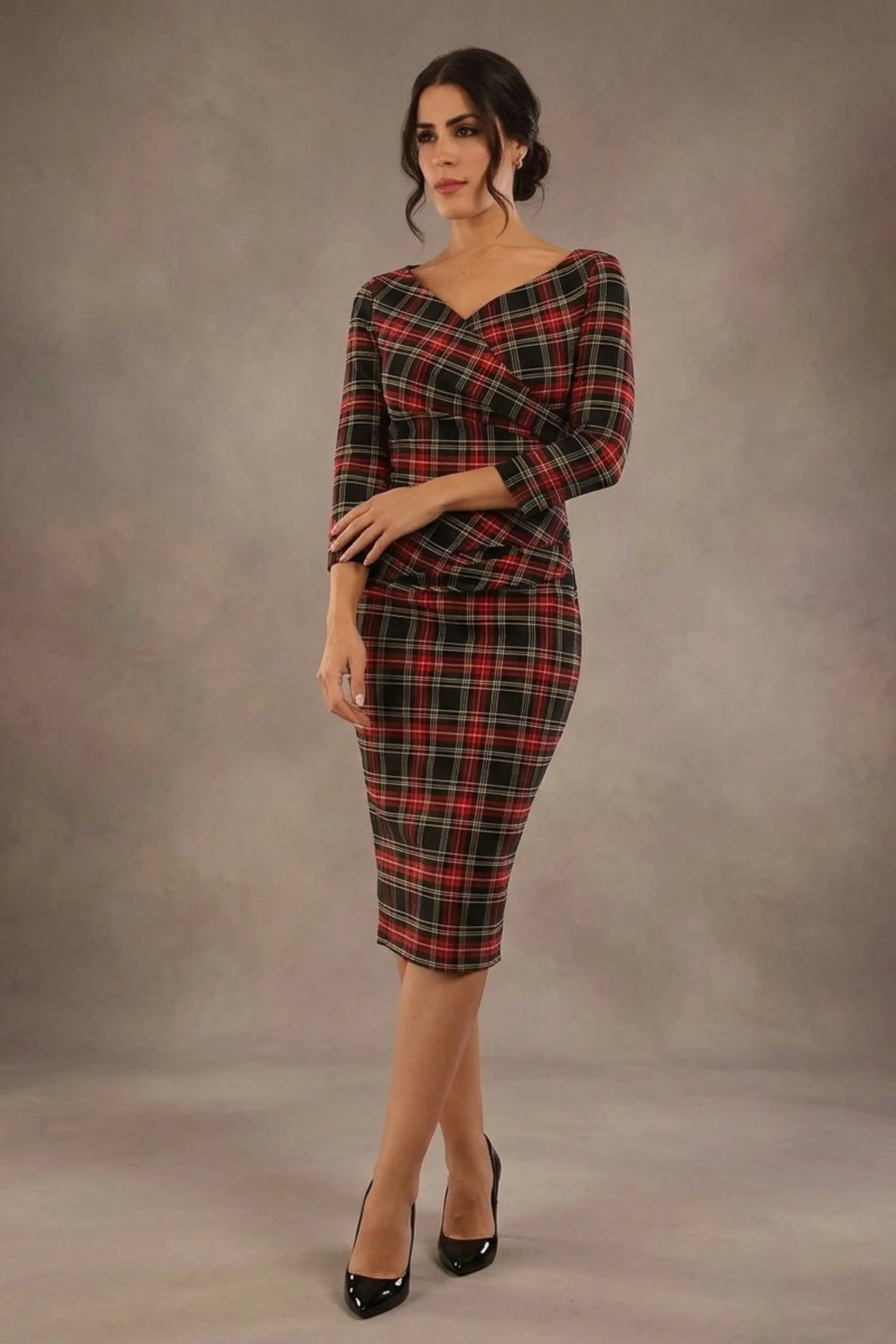 Horizon Tartan Stretch Pencil Dress 