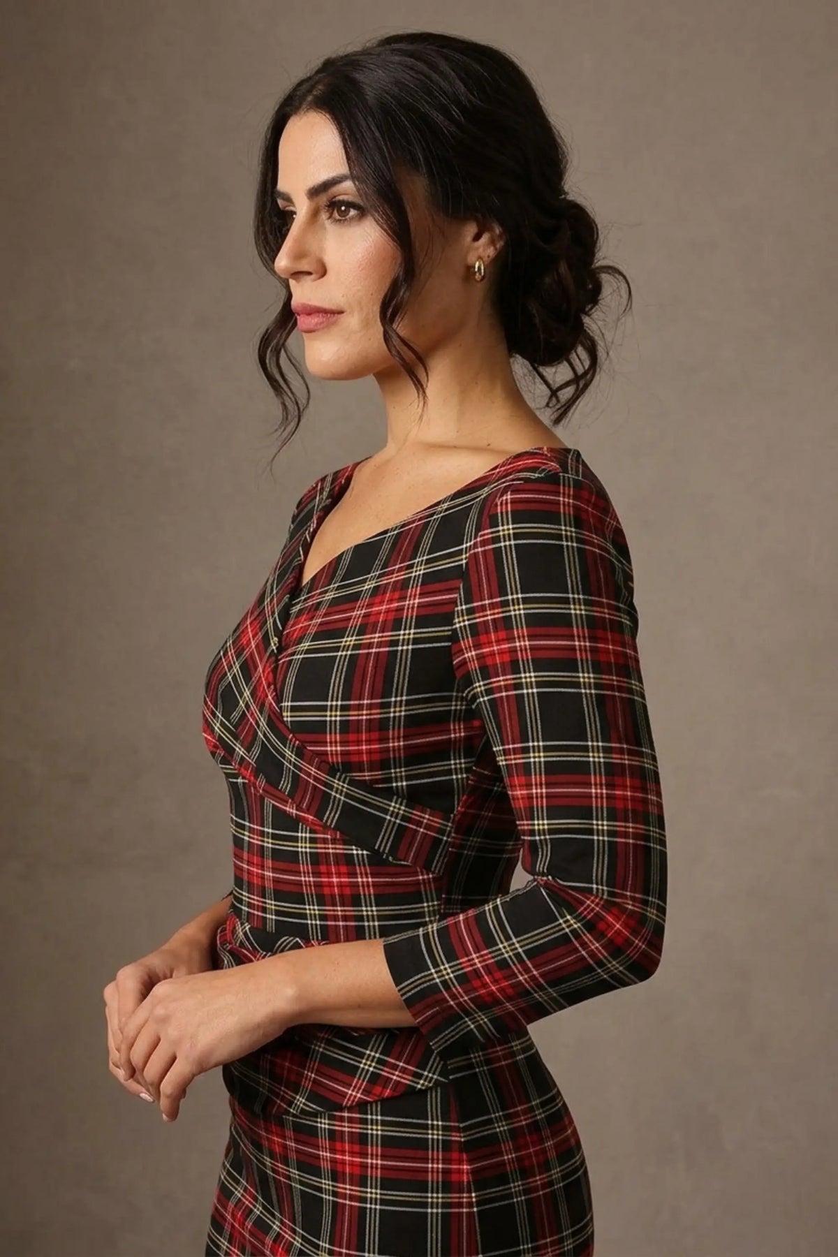 Horizon Tartan Stretch Pencil Dress – Diva Catwalk, image 4