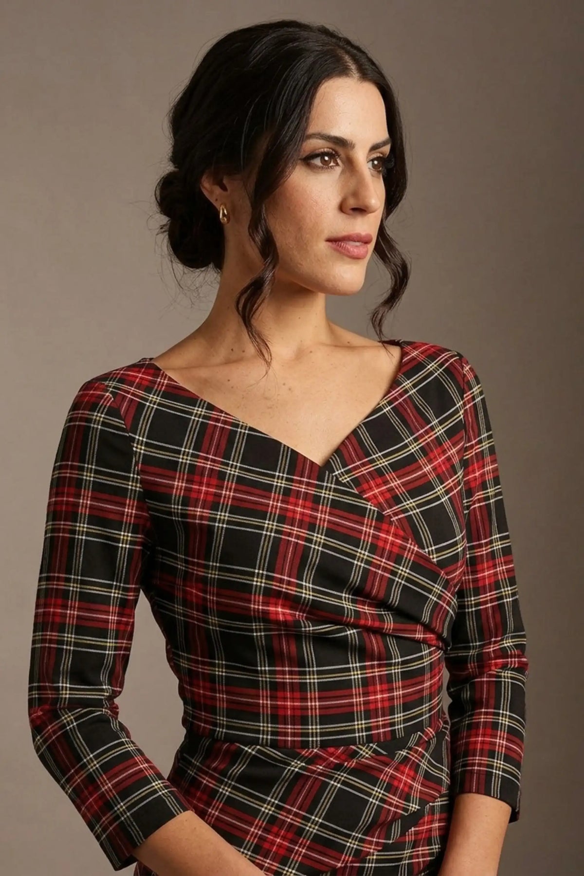 Horizon Tartan Stretch Pencil Dress – Diva Catwalk, image 3