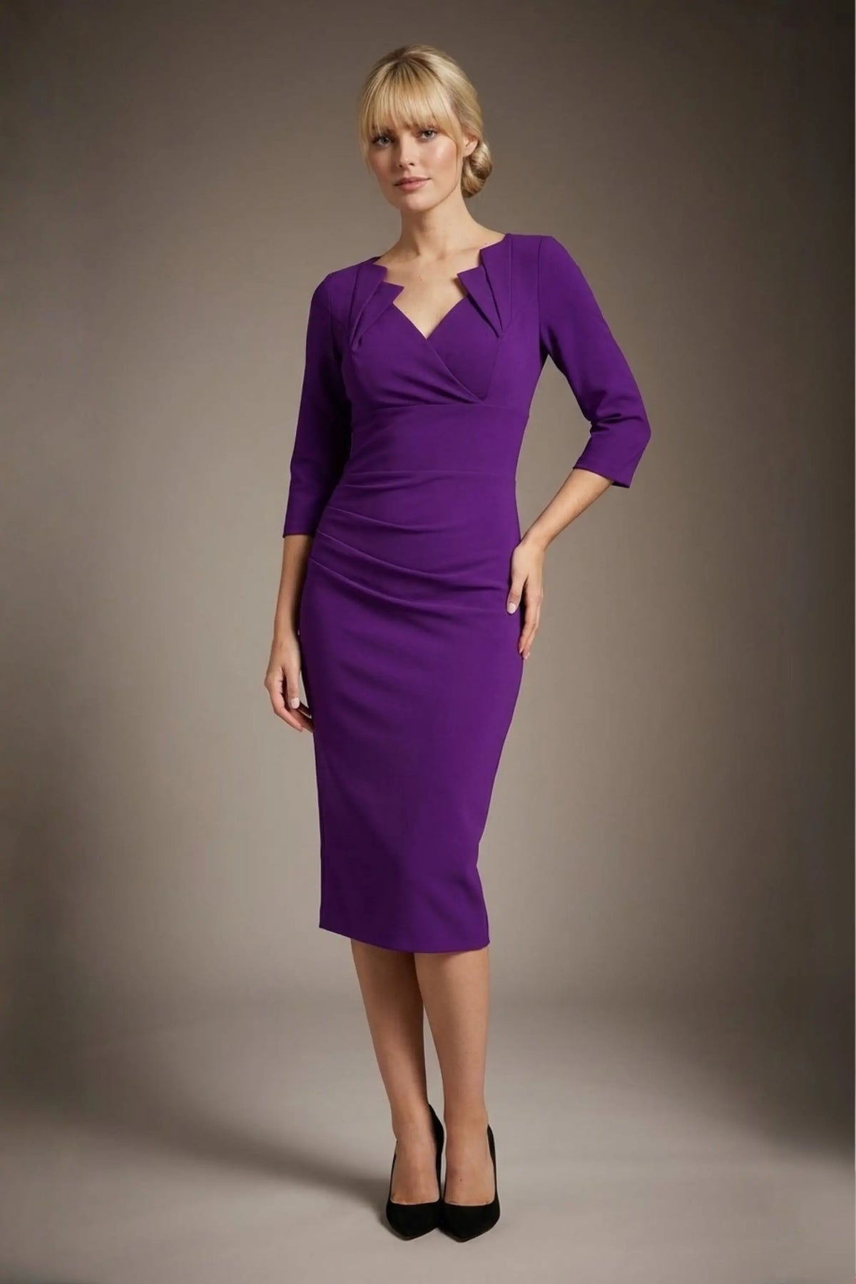 Indira 3/4 Sleeve Knee Length Pencil Dress – Diva Catwalk, image 16