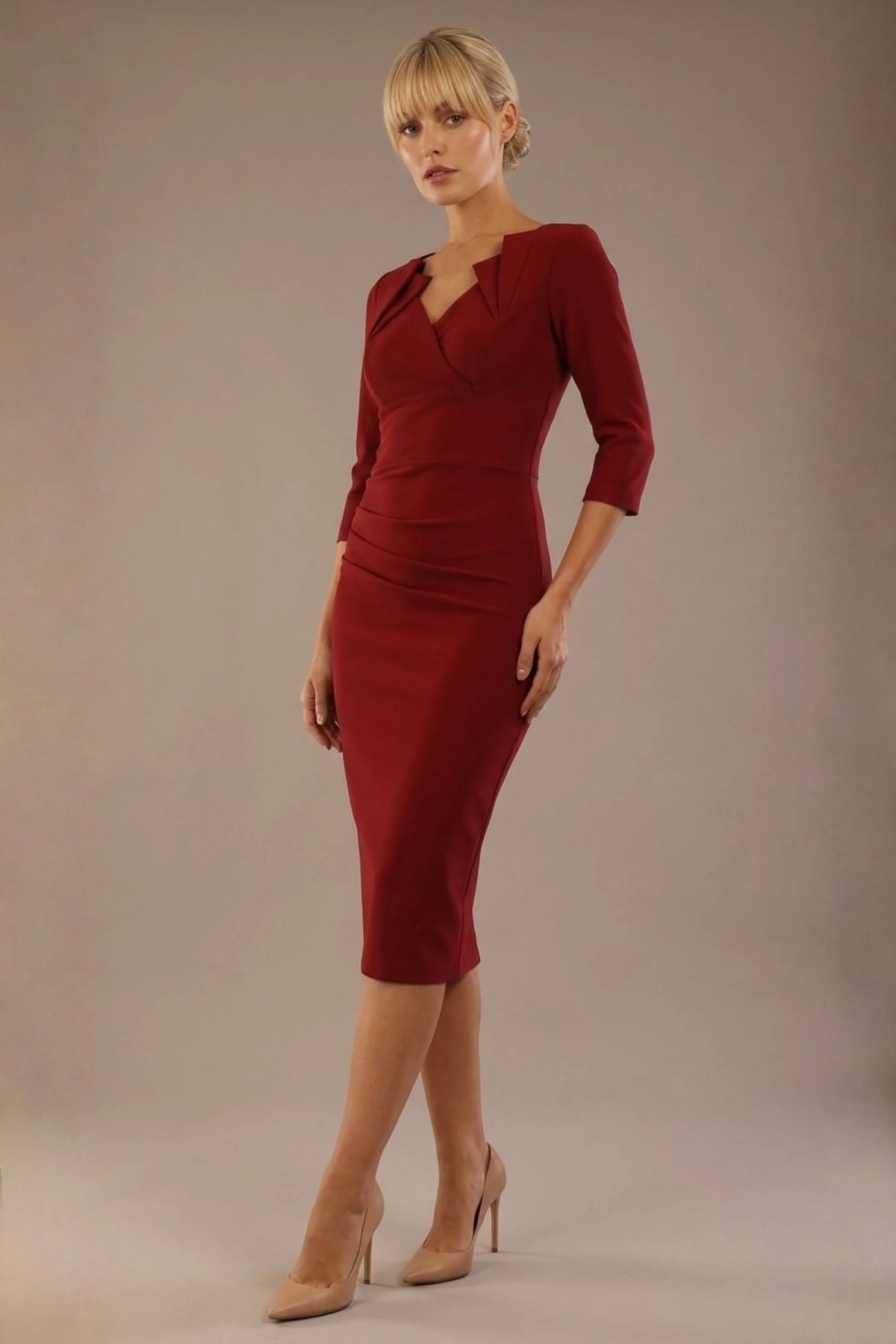 Indira 3/4 Sleeve Knee Length Pencil Dress – Diva Catwalk, image 33