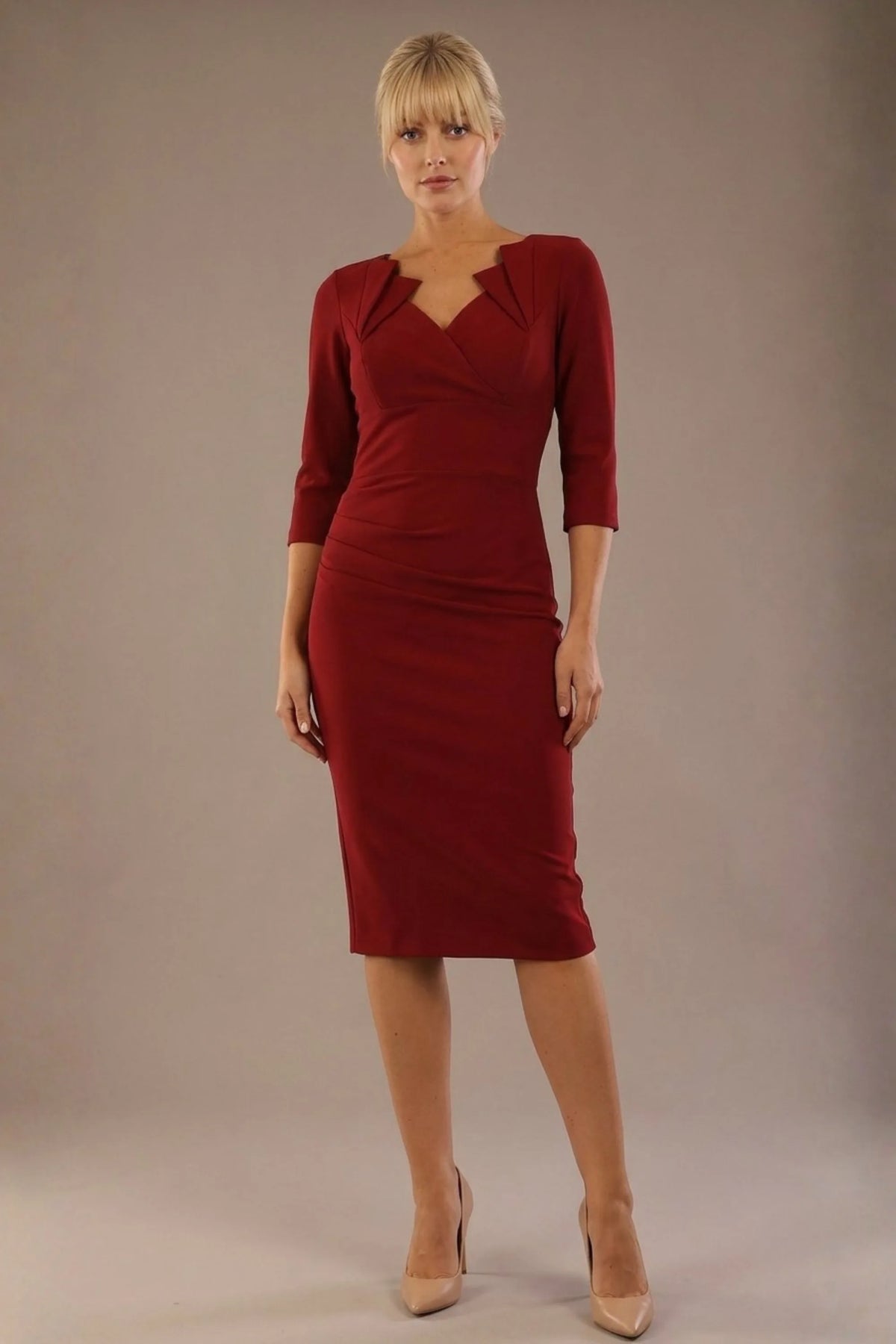 Indira 3/4 Sleeve Knee Length Pencil Dress – Diva Catwalk, image 35