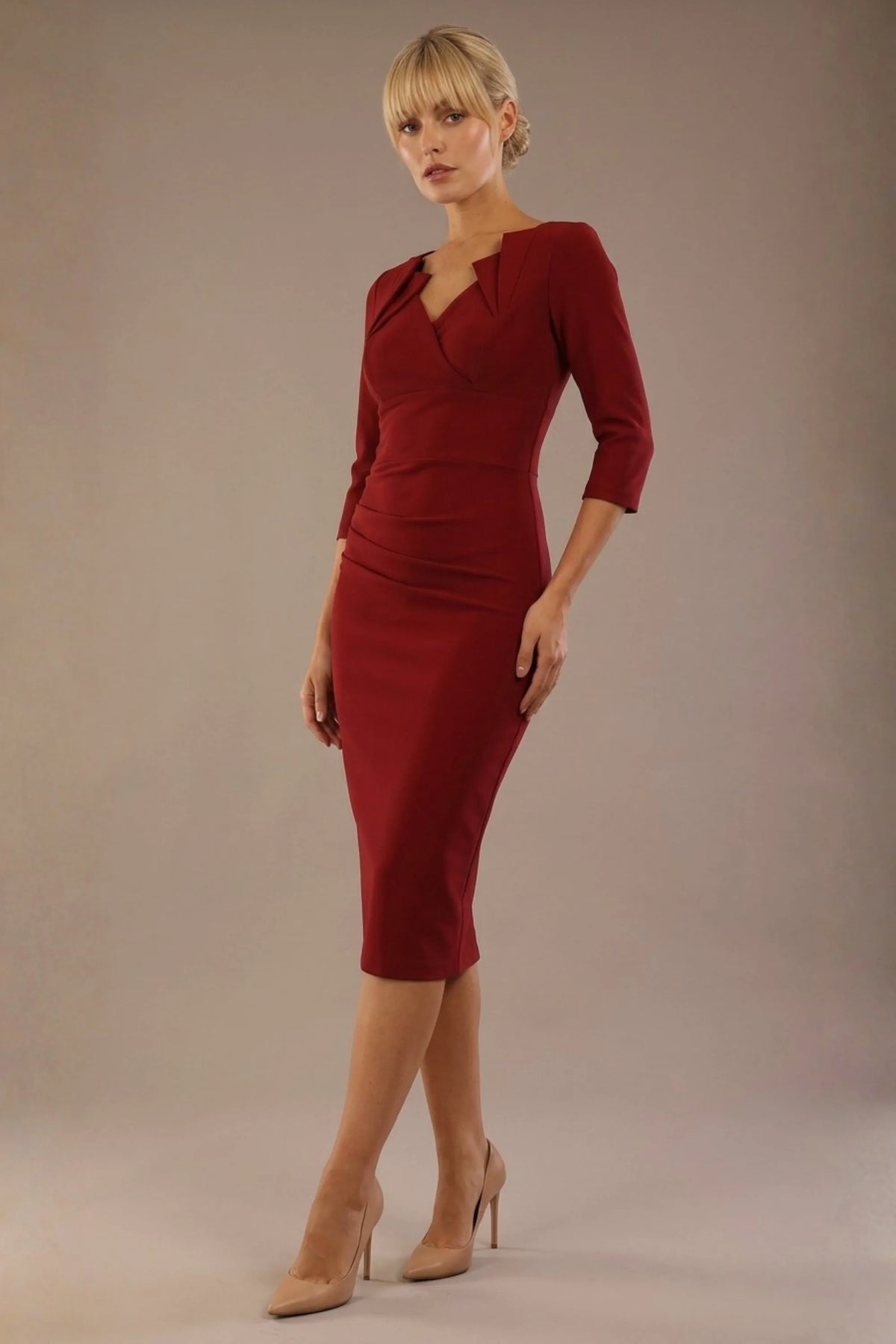 Indira 3/4 Sleeve Knee Length Pencil Dress 
