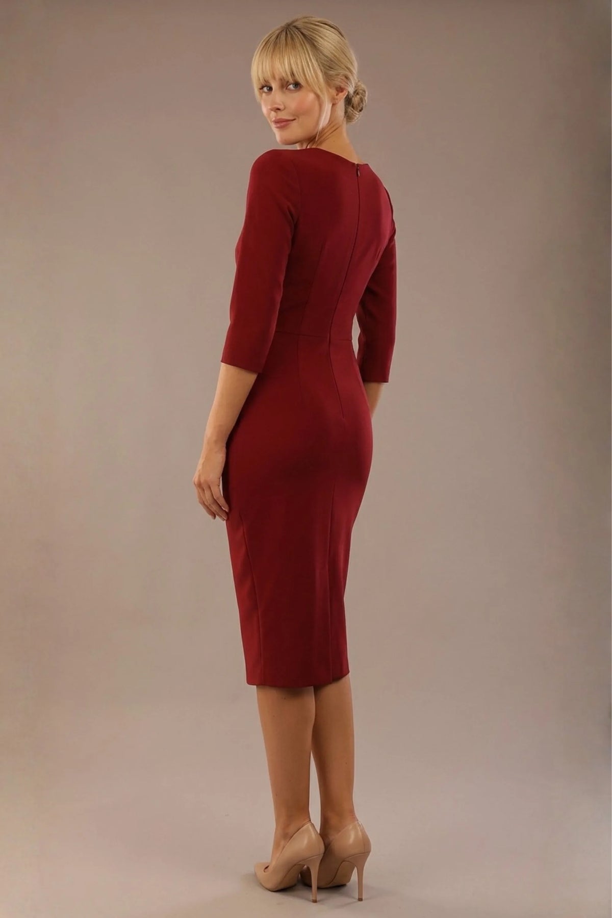 Indira 3/4 Sleeve Knee Length Pencil Dress – Diva Catwalk, image 38