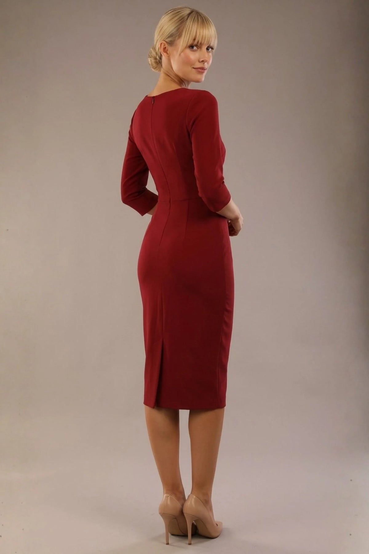 Indira 3/4 Sleeve Knee Length Pencil Dress – Diva Catwalk, image 37