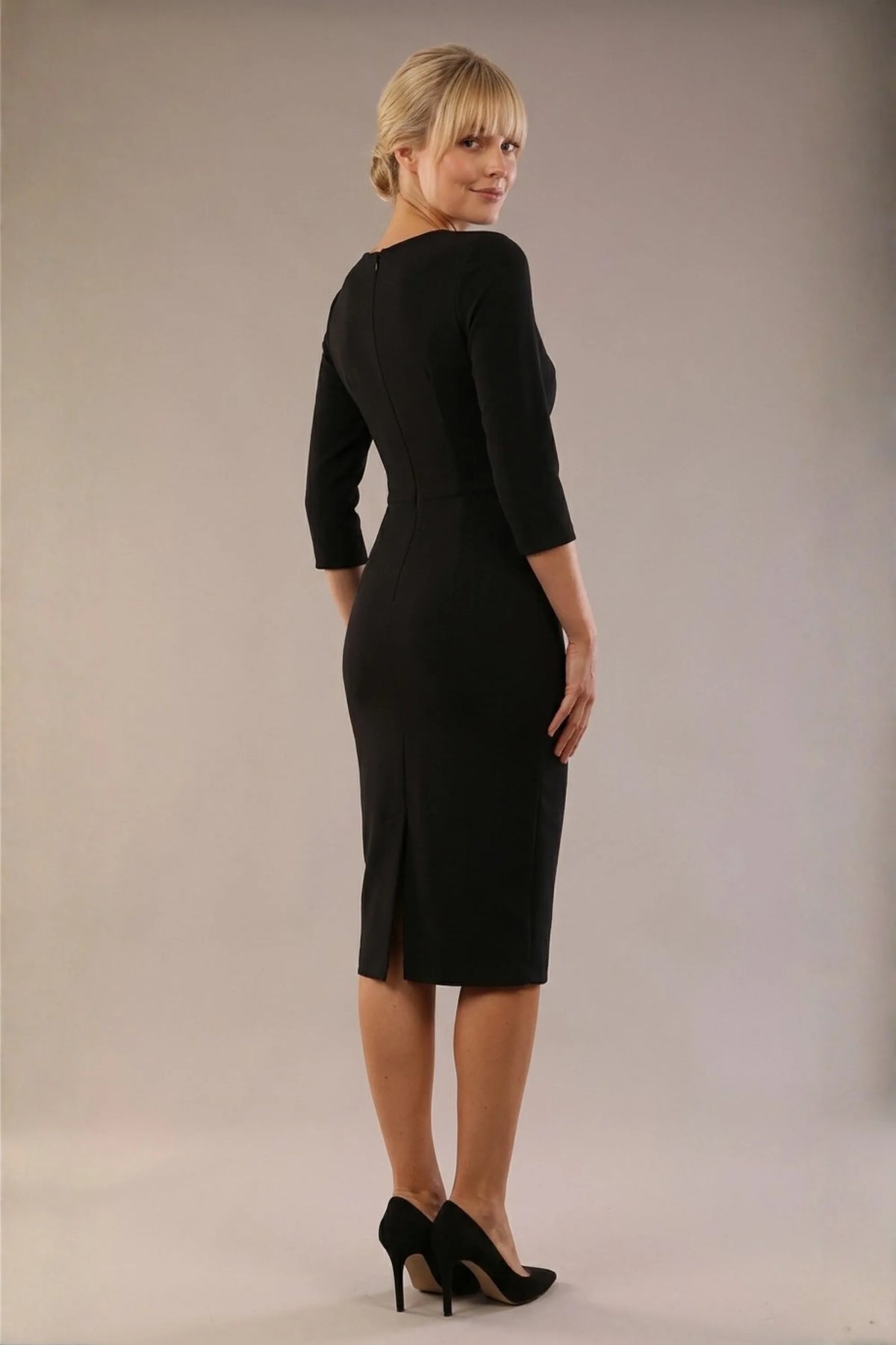 Indira 3/4 Sleeve Knee Length Pencil Dress – Diva Catwalk, image 50