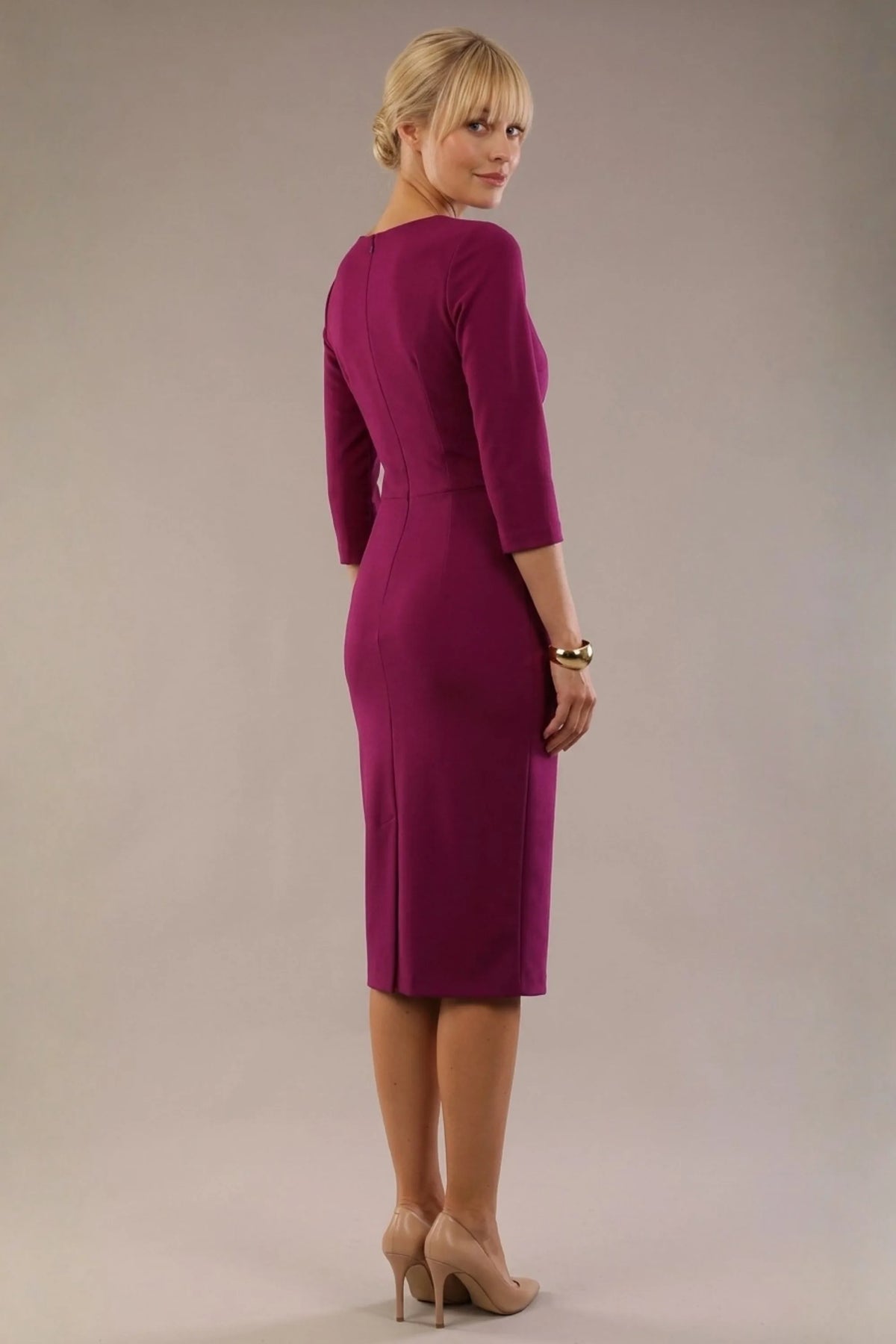 Indira 3/4 Sleeve Knee Length Pencil Dress – Diva Catwalk, image 63