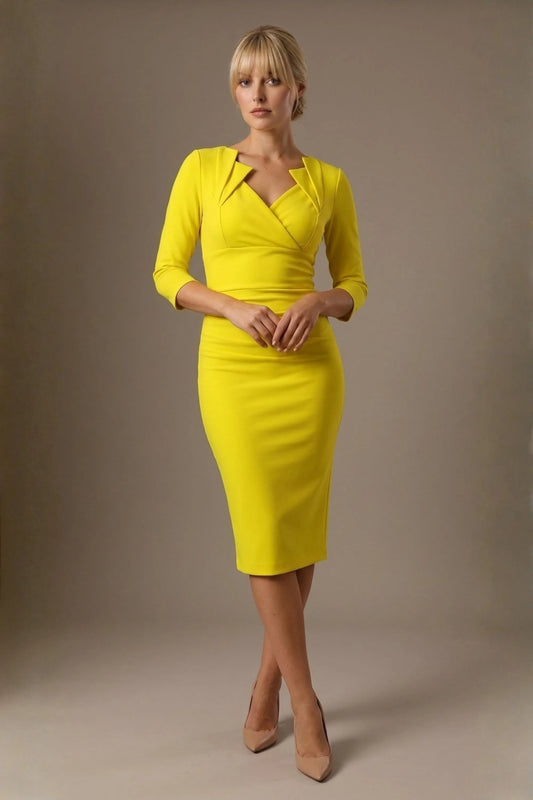 Indira 3/4 Sleeve Knee Length Pencil Dress 