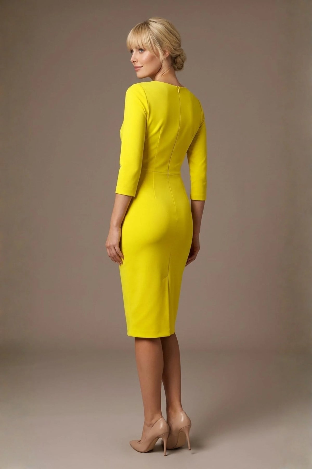 Indira 3/4 Sleeve Knee Length Pencil Dress – Diva Catwalk, image 5
