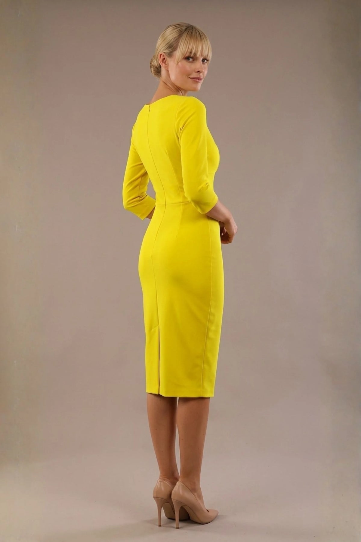 Indira 3/4 Sleeve Knee Length Pencil Dress – Diva Catwalk, image 6