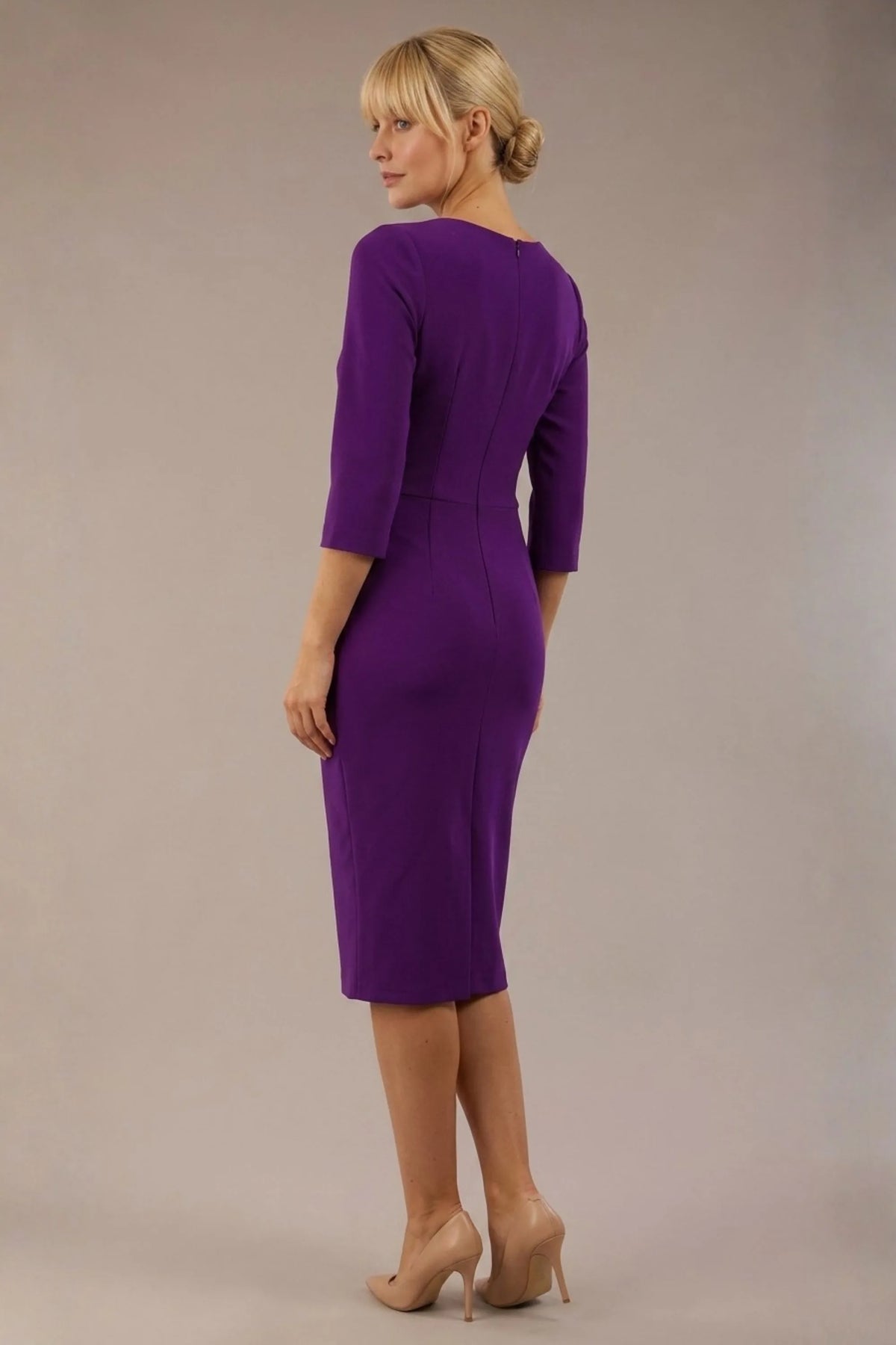 Indira 3/4 Sleeve Knee Length Pencil Dress – Diva Catwalk, image 17