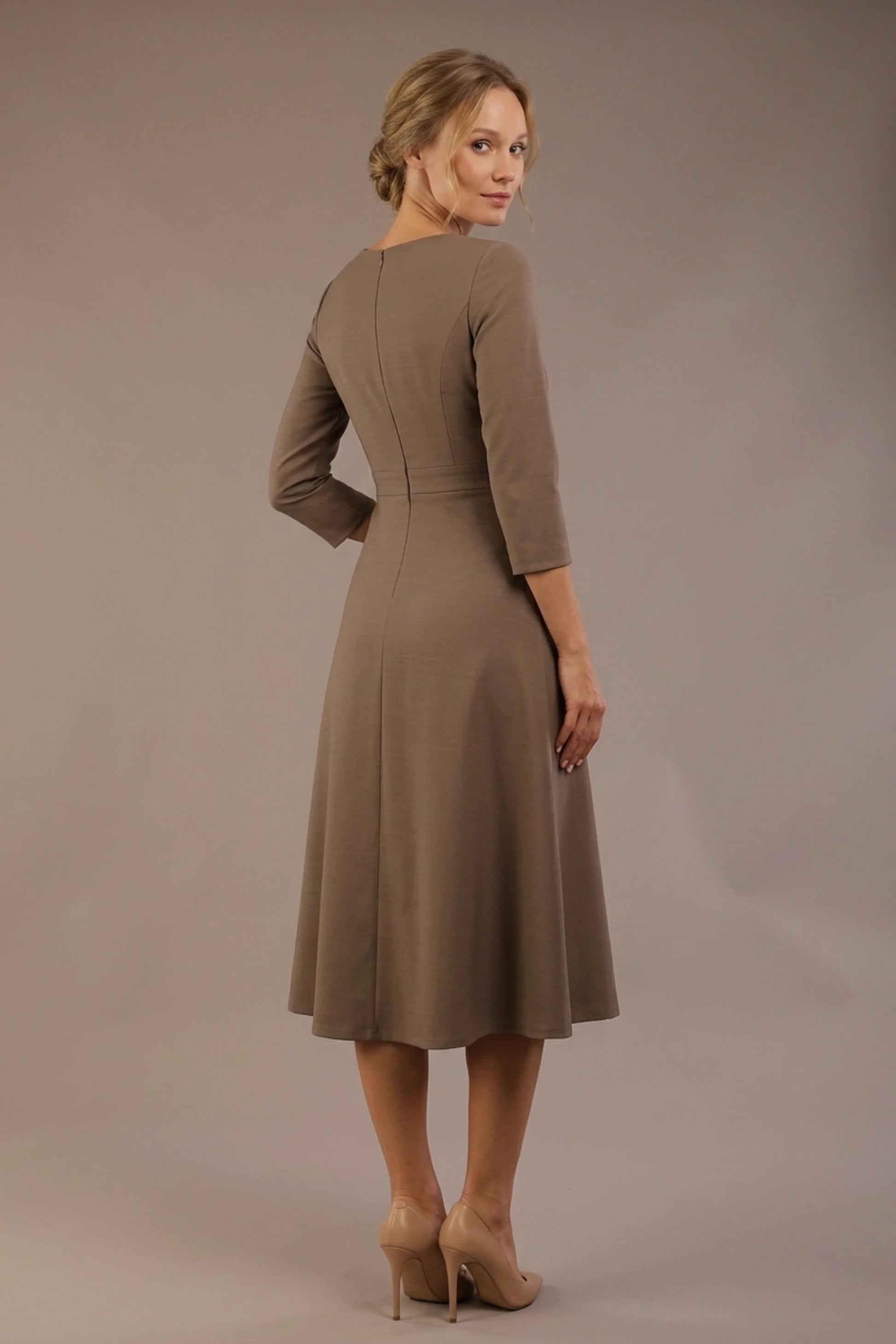 Seed Gresham 3/4 Sleeve Knee Length A-Line Dress 