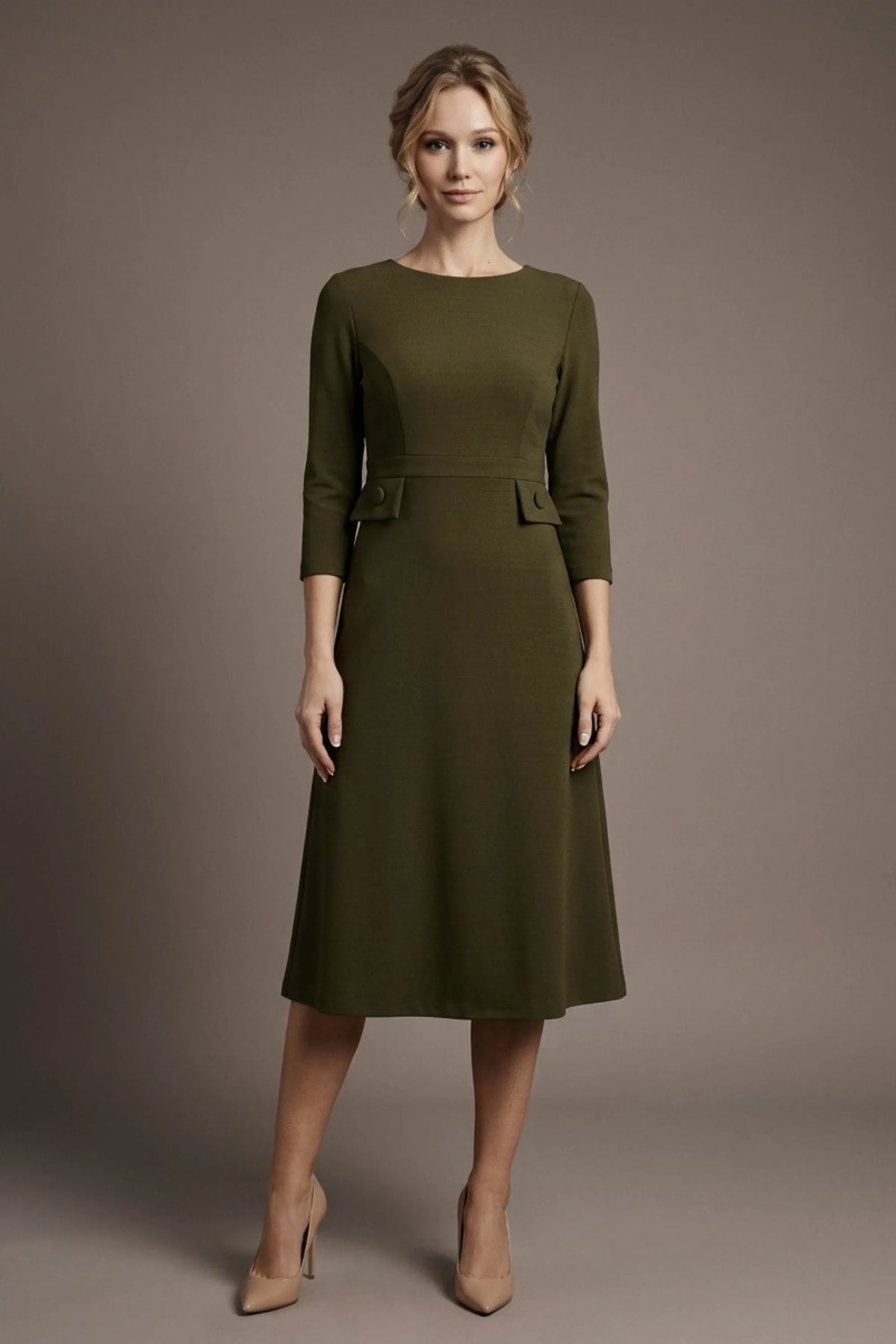 Seed Gresham 3/4 Sleeve Knee Length A-Line Dress 