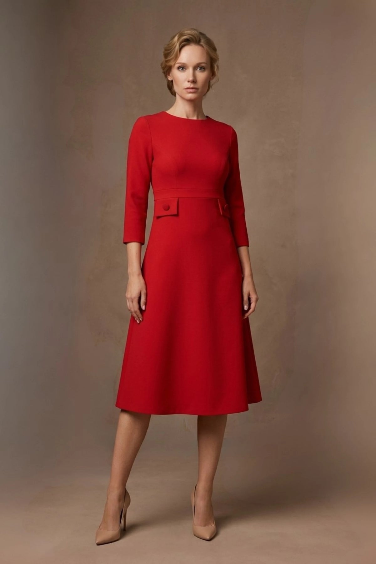 Seed Gresham 3/4 Sleeve Knee Length A-Line Dress 