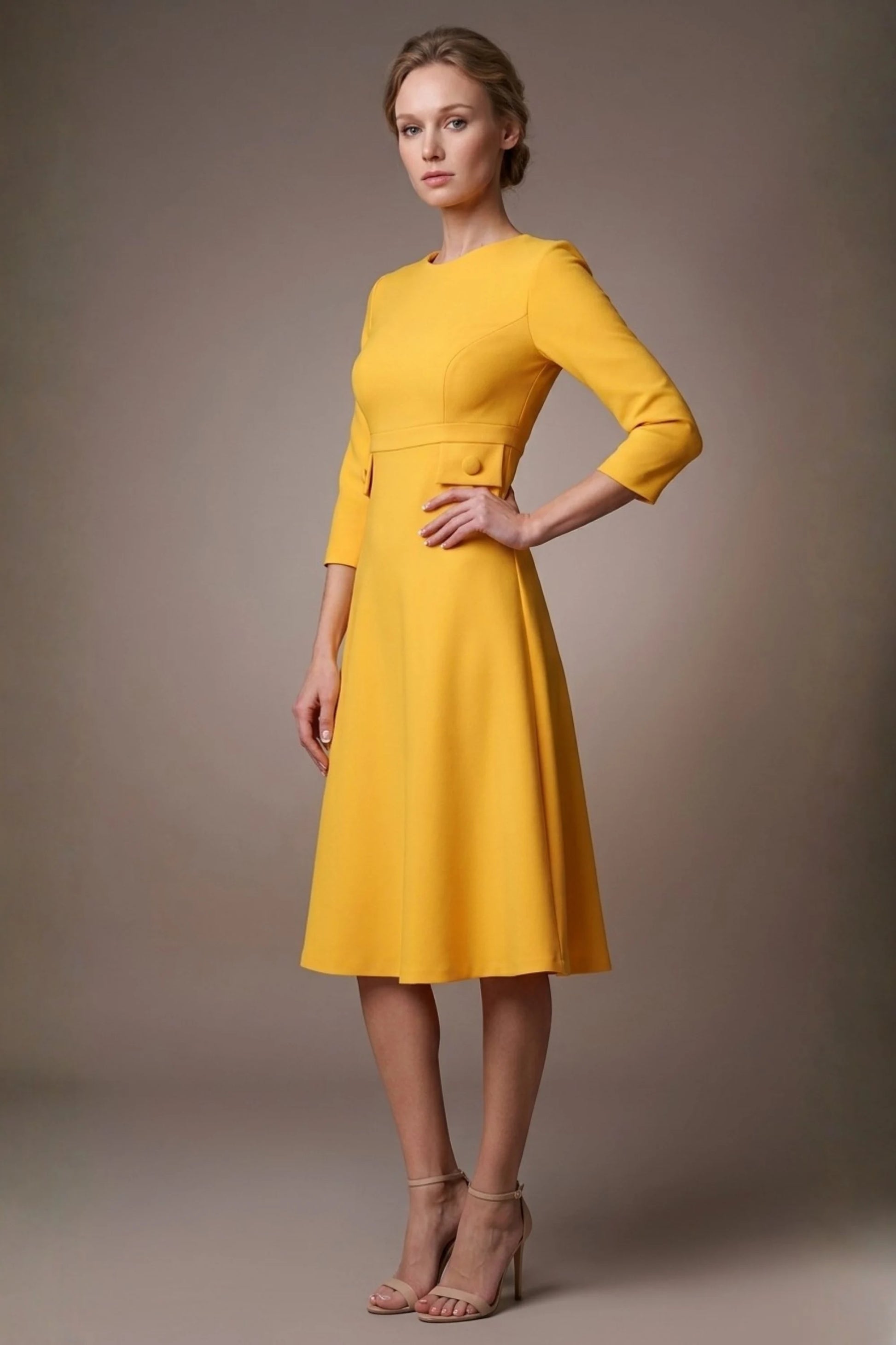 Seed Gresham 3/4 Sleeve Knee Length A-Line Dress 