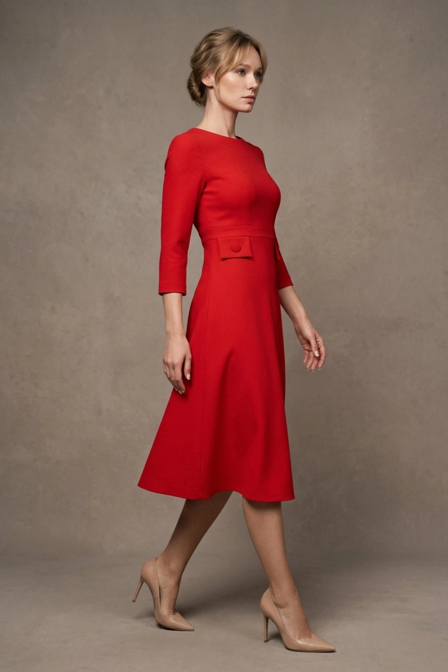 Seed Gresham 3/4 Sleeve Knee Length A-Line Dress 