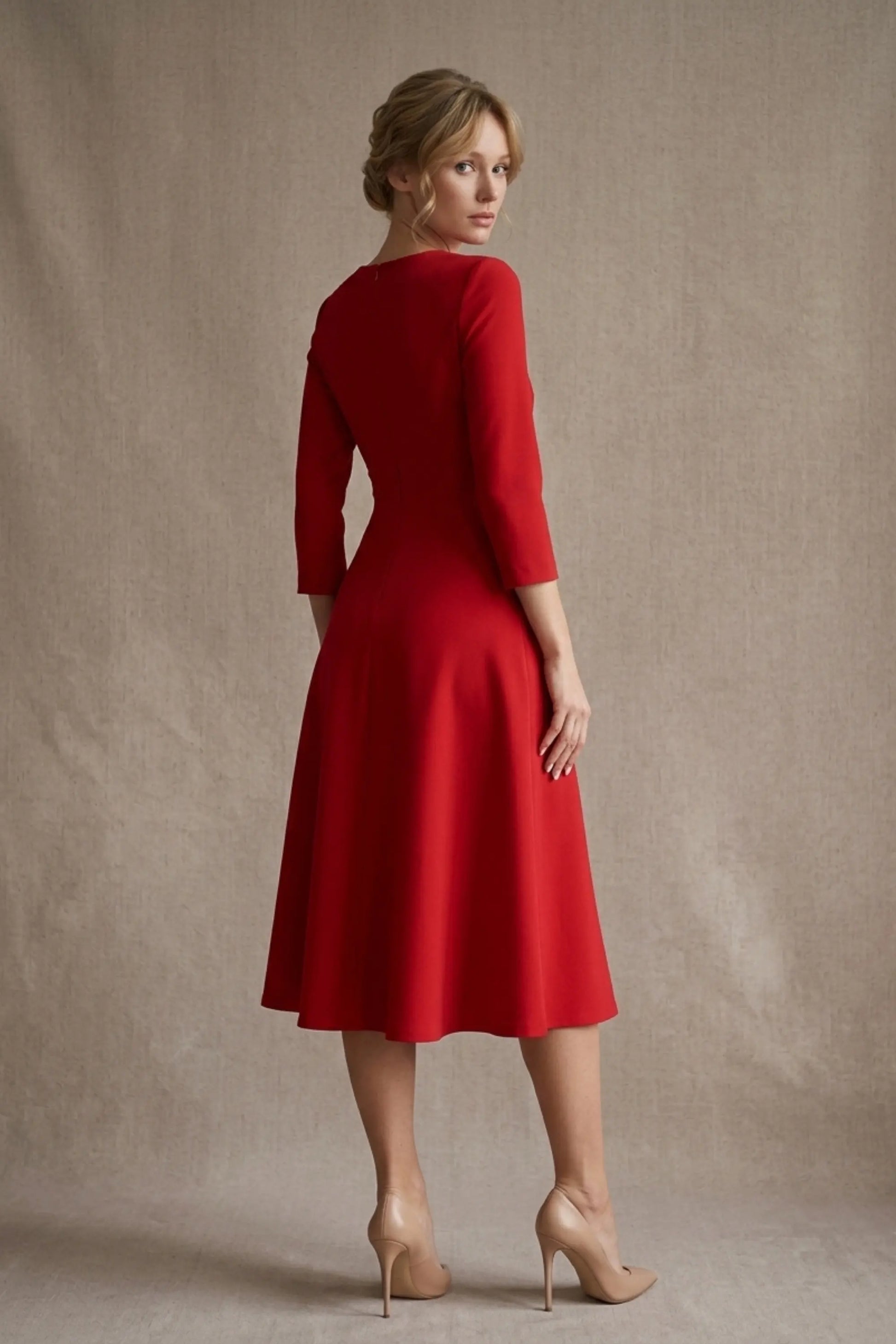 Seed Gresham 3/4 Sleeve Knee Length A-Line Dress 
